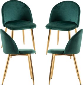 Set 4 Vint Fluwelen Golden Stoelen