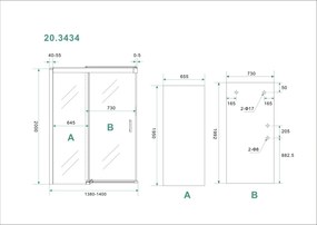 Mueller Suave 2.0 softclose douchedeur 140x200 8mm NANO aluminium