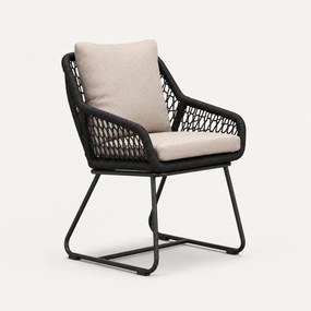 The Outsider Dining Tuinstoel Cannes – Olefin Rope - Zwart &amp; Sand - The Outsider