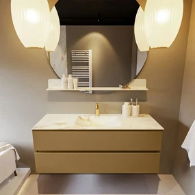 Mondiaz Vica DLux badmeubel 130cm oro 2 lades met wastafel frappe midden 1 kraangat