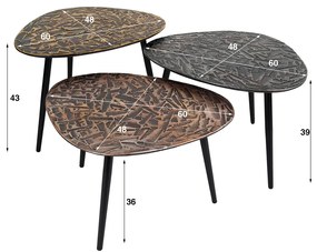 Driehoek Salontafel Set Van 3 - 60 X 48cm.