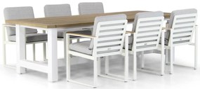 Tuinset 6 personen 260 cm Aluminium Wit Santika Furniture Soray