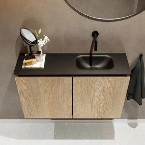 Mondiaz Ture 80cm toiletmeubel washed oak met wastafel urban rechts geen kraangat