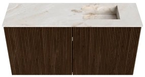 Mondiaz Joya DLux 80cm toiletmeubel walnut met wastafel faye rechts 1 kraangat frappe