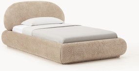 Gestoffeerd eenpersoonsbed Alba van teddy bouclé