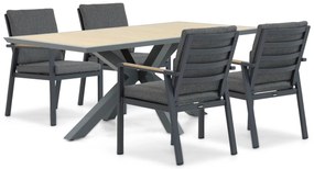 Tuinset 4 personen 181 cm Aluminium Grijs Lifestyle Garden Furniture Marseille/Palermo