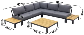 Avalounge loungeset - Aluminium/teakhout - 5 persoons
