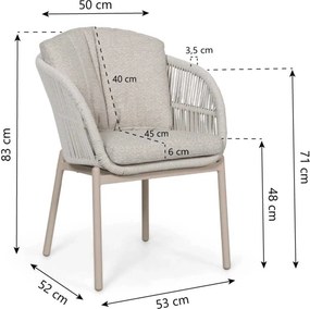 Tuinset Ronde Tuintafel 4 personen 125 cm Rope Zand/Beige  Lifestyle Garden Furniture Monaco/Ancona