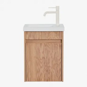 Narek Zwevend Houten Badkamermeubelset Met Geïntegreerde Wastafel Ash Brown & Spiegelloze & Tapioca Beige ↑20 Cm Met - Sklum