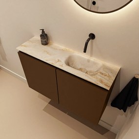 Mondiaz Ture DLux toiletmeubel 80cm rust met wastafel frappe rechts zonder kraangat