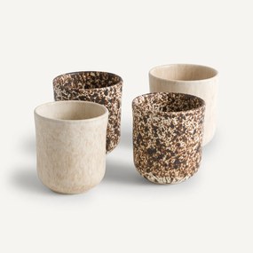 Set van 4 kopjes in mat aardewerk, Rusty