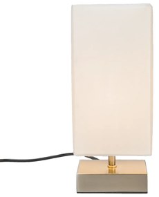 Moderne tafellamp wit met staal - Milo Design, Industriele / Industrie / Industrial, Modern E14 vierkant Binnenverlichting Lamp