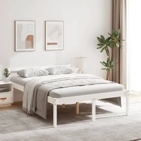 vidaXL Bedframe massief grenenhout wit 120x200 cm