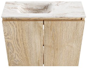 Mondiaz Ture DLux toiletmeubel 60cm washed oak met wastafel frappe links met kraangat