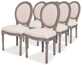 vidaXL Eetkamerstoelen 6 st stof crème