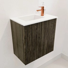 Mondiaz Joya 40cm toiletmeubel shadow met wastafel faye links 1 kraangat talc