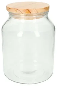 Voorraadpot met houten deksel, glas, groot