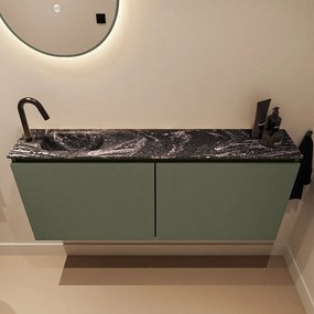 Mondiaz Ture DLux toiletmeubel 120cm army met wastafel lava links met kraangat