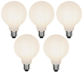 Set van 5 E27 3-staps dimbare LED lamp G95 mat 5W 550 lm 2700K