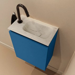 Mondiaz Ture DLux toiletmeubel 40cm jeans met wastafel opalo rechts met kraangat