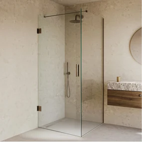 Saniclear Modern Antique douchecabine 80x80 met 80cm deur verouderd messing
