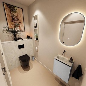 MONDIAZ TURE-DLUX 40cm toiletmeubel Plata. EDEN wastafel Ostra positie links. Zonder kraangat. TUREDX40PLAL0OST