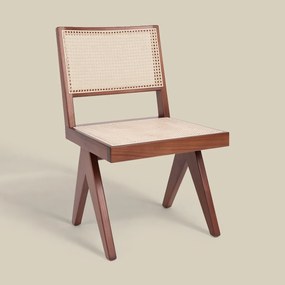 Walnoot Stoel Met Rotan Webbing