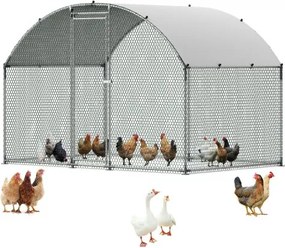 VEVOR kippenhok, 3x2x2 m, inloopren met overkapping, kippenhok met dubbel dak en veiligheidsslot, eenden- en konijnenhok, pluimveeverblijf voor achtertuin, boerderij of erf