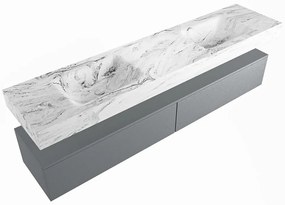 Mondiaz Alan DLux badmeubel 200cm plata 2 lades met wastafel glace dubbel zonder kraangat