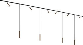 Modern railsysteem met 6 spots en 4 hanglampen donker brons 1-fase - Slimline Uzzy Keno
