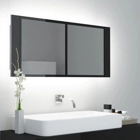 vidaXL Badkamerkast met spiegel en LED 100x12x45 cm hoogglans zwart