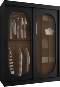 Kledingkast Hartford 519, Zwart, 200x150x62cm, 125 kg, Kledingkast deuren: Schuivend