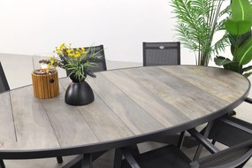 Hartman Napoli/Silva houtlook 240x115 cm. ovale tuinset - stapelbaar - 7-delig