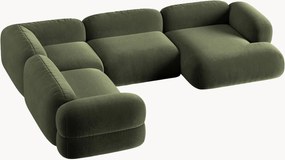 Modulaire panoramische fluwelen hoekbank Roger (5-zits)