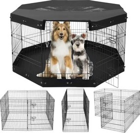 VEVOR Hondenren, 8-pack 76 cm H x 61 cm B panelen, opvouwbare metalen puppyren, hondenhek met deur, vloermat en bovenklep, ren voor honden, katten en andere kleine dieren