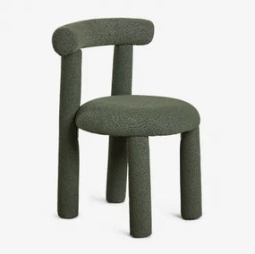 Set Van 4 Eetkamerstoelen Bekleed Met Bouclé Stof Gia Bouclé Legergroen - Sklum