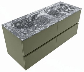 Mondiaz Vica DLux badmeubel 120cm army 4 lades met wastafel lava dubbel 2 kraangaten