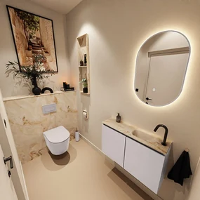 Mondiaz Ture DLux toiletmeubel 80cm cale met wastafel frappe rechts met kraangat
