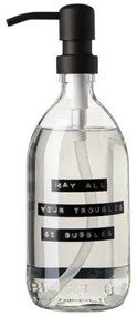 Wellmark Handzeep helder glas zwarte pomp 500ml tekst MAY ALL YOUR TROUBLES BE BUBBLES Zwart label 8719325913194