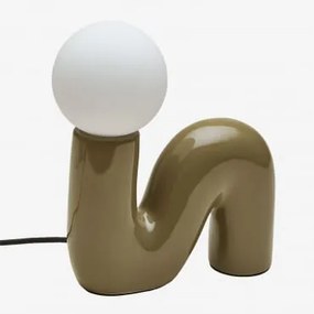 Keramische Tafellamp Met Vireto Glazen Bol Leger Groen – Koel & A - Sklum