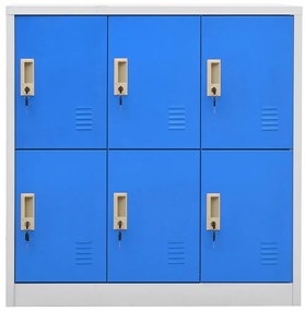 vidaXL Lockerkast 90x45x92,5 cm staal lichtgrijs en blauw