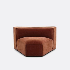 Open hoekelement voor modulaire bank, in vintage ribfluweel, SEVEN