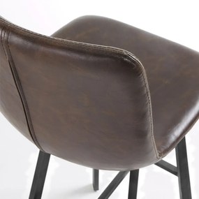 Kave Home Trap Stoere Barkruk Van PU Leder Donkerbruin