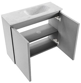 Mondiaz Ture DLux toiletmeubel 60cm plata met wastafel opalo rechts zonder kraangat