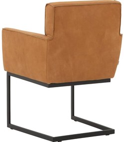 Goossens Excellent Eetkamerstoel Tom cognac leer met armleuning, urban industrieel