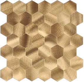 Zelfklevend Mozaïek Hexagon Goud Brons - 30.5 cm x 30.5 cm x 0.4 cm | 0.5 kg | Paneli zelfklevende steenstrips