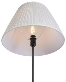 Vloerlamp zwart met plisse kap crème 45 cm verstelbaar - Parte Landelijk / Rustiek, Landelijk E27 cilinder / rond rond Binnenverlichting Lamp