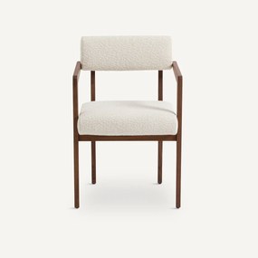 Tafelfauteuil in notenhout en bouclette, Izag
