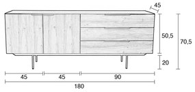 Zuiver Travis Walnoot Dressoir - 180x45x70.5cm.