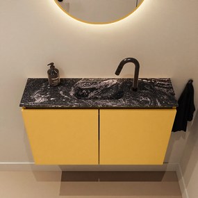 Mondiaz Ture DLux toiletmeubel 80cm ocher met wastafel lava midden met kraangat